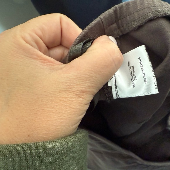 EILEEN FISHER Pants Large Stretch Cotton Twill Slim Taper Elastic Waist Brown - Picture 4 of 4